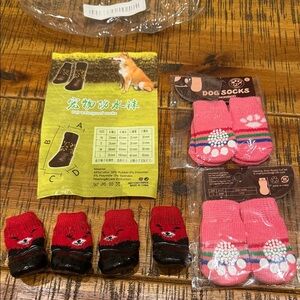 Red and Pink Dog Socks Set